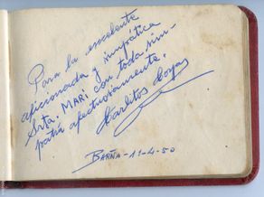 Tauromaquia: Libreta con 59 autógrafos de toreros de aficionada de Barcelona 1950 y Lola Flores y Manolo Caracol
